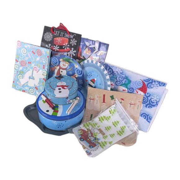 Snowman Cookie Bundle - Plates, Cookie Tray, Cookie Box, Present Box, Candy Bags - Picture 2 of 14